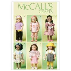 an image of doll clothes for dolls with different outfits and hats on them, including dresses