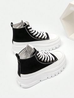 Black Shoes For Women 2024 Classy Aesthetic New Women's Thick-Soled Height-Increasing Casual Sports Shoes Outdoor Comfortable And Versatile Sneakers Student Lace Up Canvas Shoes Ladies Black Shoes Casual Outfits Black     Plain   Fall,Spring/Fall,All Women Shoes, size features are:Bust: ,Length: ,Sleeve Length: Ladies Black Shoes, Casual Outfits Black, Black Shoes For Women, Casual Outfits Spring, Versatile Sneakers, Black Plain, Classy Aesthetic, Black Shoes Women, Shoes Ladies