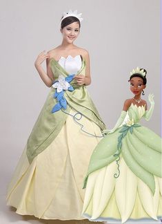 Customized The Princess and the Frog Cosplay Costume Adult Princess Tiana Dress Tiana Cosplay, Frog Cosplay, Traditional Mexican Wedding Dress, Princess Tiana Dress, Tiana Wedding, Tiana Costume, Tiana Princess, Tiana Dress