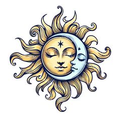 the sun and moon face with eyes closed