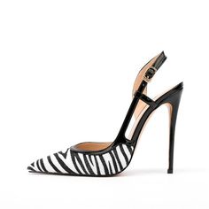 Upgrade your shoe collection with our Chic Mane Striped High Heel Pumps, the perfect combination of style and sophistication. Crafted with genuine leather, these pumps exude luxury and durability, while the trendy striped pattern adds a touch of uniqueness to any outfit. With their super high heel height and comfortable fit, these pumps will keep you looking chic and feeling fabulous. Embrace the power of style and sophistication with these captivating pumps and elevate your look to new heights. High Heel Zebra Print Party Heels, Black High Heels With Zebra Print, Chic Striped High Heel Shoes, Chic Striped High Heel, Chic Striped High Heels, Spring Zebra Print High Heels, Spring Zebra Print Heels, Chic Zebra Print High Heels, Chic Striped Summer Heels