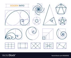 golden ratio and geometric shapes on white background