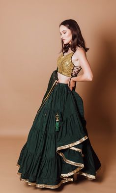 Wedding Chaniya Choli, Royal Blue Lehenga, Green Lehenga Choli, Gold Lehenga, Mirror Work Blouse, Tandoori Masala, Designer Lehengas, Green Lehenga