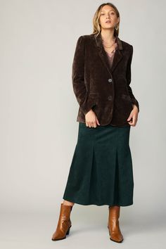 Looking to bring more texture into your layers this season? This vintage-y blazer is the perfect option in soft, plush corduroy that just begs to be touched. •Long sleeves •Notched lapels •Button front •Two front pockets •Relaxed fit Item number 2320003 94% Polyester 6% Spandex Corduroy Blazer, Item Number, Welt Pocket, Soft Plush, Dark Brown, Long Sleeves, Relaxed Fit, Spandex, Blazer