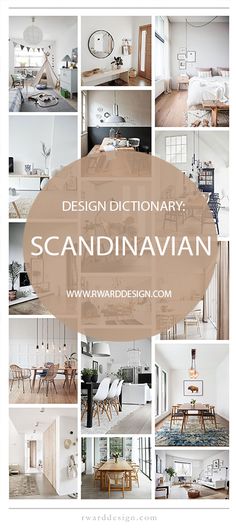 a collage of photos with the words, design dictionary scandinnavanin