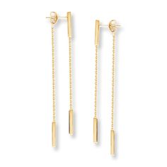 These front-back earrings are a beautiful way to dress up your look. The earrings are fashioned in 14K yellow gold and secure with friction backs. Enhancer Ring, Black Beads Mangalsutra, Double Sided Earrings, Black Beads Mangalsutra Design, Front Back Earrings, Gold Stock, Jewelry Education, Jewelry Advice, Ear Jacket Earring