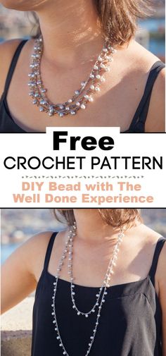 the free crochet pattern for this beaded necklace is easy to make and looks great