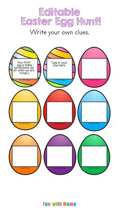 printable easter egg hunt for kids to practice their handwriting and writing skills with the help of