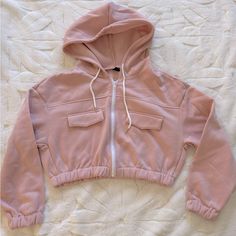 Baby Pink Crop Zip Up Hoodie With White Details. Brand New, Never Worn. Additional Notes: Front Pockets Are Faux. Runs Slightly Small For A Large. Measurements: Length: 16.5" Shoulders: 24" Sleeve Length: 20" I Can't Accept An Offer If You Dont Make One! Bundle For 20% Off! Crop Zip Up Hoodie, Shein Jackets, Cropped Zip Up, White Details, Crop Hoodie, Jacket For Women, Pink Hoodie, Zip Up Hoodie, Cropped Hoodie