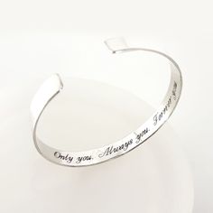 Personalized Secret Message Bracelet, hidden Engraved Sterling Silver Bracelet, Graduation gift, Date Cuff Bracelet, Gift for Her or Him, Birthday Gift This bracelet handcrafted of Sterling Silver 925. Gorgeous, personalized silver bracelet with a custom engraving. Choose this and other awesome personalized gifts at my shop! Size is adjustable: You can bend the cuff a little to open and close it on your wrist and it will stay in the shape you need. This is one of the bracelets personalized to be Silver Bracelets Engraved, Luxury Blue Engraved Bracelet, Personalised Cuff Bracelet, Affordable Engraved Adjustable Cuff Bracelet, Adjustable Sentimental Cuff Bracelet, Luxury Engraved Sentimental Bracelets, Luxury Engraved Cuff Bracelet For Gift, Luxury Engraved Chain Bracelet For Anniversary, Luxury Engraved Cuff Bracelet For Wedding