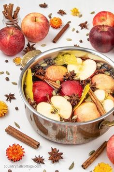 an apple cider is full of apples, cinnamons and star anise seeds