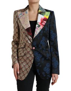 Dolce & Gabbana Elegant Multicolor Patchwork Women's Blazer Patchwork Blazer, Dolce Gabbana Jacket, Italy Logo, Floral Print Blazer, Jacquard Jacket, Floral Patchwork, Single Breasted Coat, Patchwork Jacket, Italian Craftsmanship