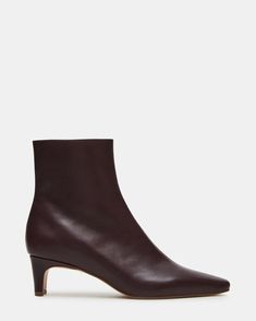 DELVIE Brown/Red Leather Kitten Heel Ankle Boot | Women's Booties – Steve Madden Steve Madden Kitten Heels, Brown Booties Outfit, Kitten Heel Ankle Boots, Women's Booties, Booties Outfit, Brown Booties, Fashion Wishlist, Brown Ankle Boots, 2 Inch Heels