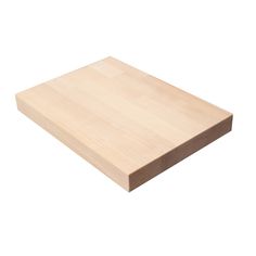 a wooden cutting board on a white background