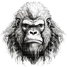 a drawing of a gorilla's face