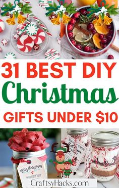 the best diy christmas gifts under $ 10 are in mason jars and candy canes