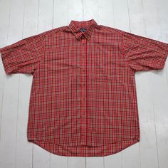 1990s/2000s Puritan Red Plaid Shortsleeve Button Down Shirt Size XL condition - great  tagged L - fits oversized - please consult measurements  24.75" pit to pit  29.5" front length  31" back length  Please contact us if you have more questions about this garment. Oversized Red Button-up Shirt, Red Cotton Button-up Short Sleeve Shirt, 90s Style Red Cotton Shirt, Red Plaid, Button Downs, Favorite Outfit, Button Down Shirt, Wish List, Bathing Beauties