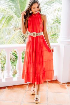 Come To Me Coral Orange Tiered Midi Dress – Shop The Mint Coral Dresses, Shade Of Orange, Come To Me, Ruffled Neckline, Dress Stores Online, Maxi Dress Online, Tiered Midi Dress, Guest Dress, Fashion Dresses Casual