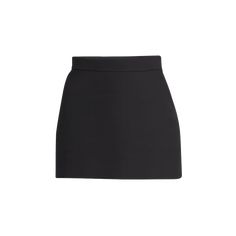 THE ROW "Anouk" sculptural double-faced worsted wool skirt Banded waist Mini length Pencil silhouette Side slash pockets Wool Silk lining Made in Italy Elegant Wool Mini Skirt, Office Wool Skirt In Black, Fitted Wool Skirt Short Length, Modern Mini Skirt For Office, Modern High Waist Skirt For Formal Occasions, Chic Structured Office Skirt, Modern High Waist Formal Skirt, Formal Mini Skirt With Pockets, Tailored Chic Wool Skirt