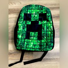 New Never Used 16” Minecraft Backpack Bookbag Comfy Adjustable Straps Side Pockets Green Standard Backpack, Adjustable Black Backpack For School, Green Backpack For School Events, Green Standard Backpack For School Events, Black Bag For School Events And Back To School, Minecraft Backpack, Black Green, Kids Accessories, Minecraft