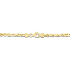 Perfect for layering, this timeless women's solid diamond-cut rope chain necklace is fashioned in lustrous 14K yellow gold. The 22-inch chain is approximately 3.0mm wide and secures with a lobster clasp. Classic Yellow Gold Rope Chain Jewelry, Formal Oval Link Rope Chain Jewelry, Yellow Gold Jewelry With Rope Chain Link, Yellow Gold Rope Chain Necklace, Classic Rope Chain Necklace For Anniversary, 14k Gold Rope Chain Necklace As Gift, Rope Chain Jewelry With Oval Links As A Gift, 14k Gold Rope Chain Link Jewelry, 14k Gold Link Jewelry With Rope Chain