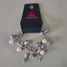 7 Inch Silver Chin Bracelet With Charms, 2 Inch Extending Chain Pink Nickel-free Charm Bracelet, Party Charm Bracelet With Dangle, Pink Bracelet With Lobster Clasp For Party, Pink Chain Bracelet With Lobster Clasp, Pink Chain Bracelet Jewelry, Pink Metal Chain Bracelet Gift, Pink Metal Chain Bracelet As Gift, Pink Chain Bracelet As A Gift, Elegant Pink Chain Bracelet For Party