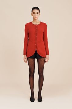 SABRINA CARDIGAN - RUBY – THE POSSE US Classic Fitted Cardigan For Layering, Chic Fitted Cardigan With Button Cuffs, Fitted Fine Knit Long Sleeve Cardigan, Fitted Classic Cardigan For Layering, Fitted Fine Knit Cardigan For Fall, Elegant Fitted Cardigan With Button Cuffs, Classic Fall Fitted Sweater Coat, Classic Fitted Sweater Coat For Fall, Elegant Fitted Crew Neck Cardigan