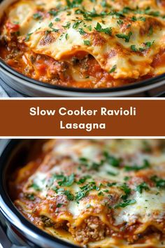 slow cooker ravioli lasagna is an easy dinner recipe