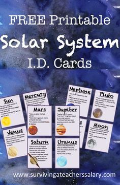 solar system cards with the text free printable