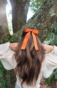 Burnt Orange Hair Bow Barrette, Gift for Her, Classic Hair Bow, Brigitte Hair Bow, Orange Satin Hair Bow, Clemson Hair Bow - Etsy Hair For Thanksgiving, Burnt Orange Hair, Thanksgiving Aesthetic, Satin Hair Bow, Classic Hair, Bow Barrette, Orange Satin, Orange Hair, Fall Aesthetic