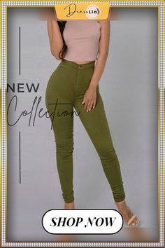 Solid Skinny Pencil Feet Pants High Waist Khaki Bottoms For Fall, Trendy Tight Straight Leg Pants, Fitted Khaki Long Pants, Trendy High Waist Khaki Pants, Trendy High Waist Khaki Jeans, Khaki High Waist Non-stretch Jeans, Stretch Khaki Ankle Pants, Khaki Stretch Ankle Pants, Stretch Khaki Bottoms For Fall