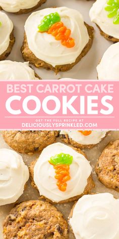 Soft and fluffy, these are the BEST Carrot Cake Cookies! They're an easy Easter recipe in just 30 minutes. With everything you love about a carrot cake, these cream cheese frosted cookies never fail! Carrot Cake Cookies Recipe, Cake Cookies Recipe, Carrot Cake Cookies, Cookie Cake Recipe, Recipe Breakfast, Favorite Dessert Recipes, Delicious Cookie Recipes, Ginger Cookies, Best Cookie Recipes