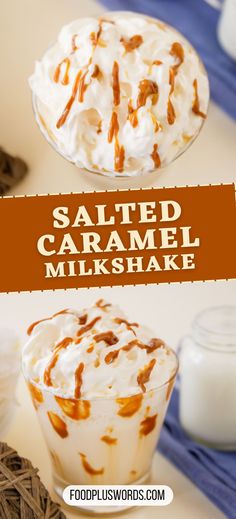 salted caramel milkshake with whipped cream on top