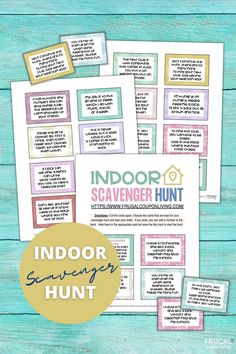 the indoor scavenger hunt with instructions for kids and adults to use on their homes