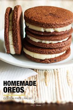 homemade oreos are stacked on top of each other