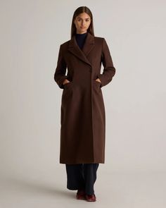 Italian Wool Tailored Coat Executive Office Attire For Women, Wool Long Coat For Women, Double Breasted Wool Coat Women, Burgundy Wool Coat, Long Brown Wool Coat, Wool Outfits Woman, 100% Wool Coat, Dark Brown Wool Coat, Maxi Wool Coat