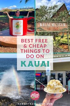 Planning a trip to Kauai on the cheap? Here are 14 of the Best Cheap and Free Things To Do On Kauai. Whether you are traveling with kids, or as a couple there are plenty of activities to do on the island that won’t break the bank. In fact, many of them are free! You can find cheap places to stay, to dine, and things to do in Kauai Hawaii. From a Kauai Coffee Tour, or a visit to the Spouting Horn in Poipu Kauai, and much more. Head to the blog to find the best free activities on Kauai Hawaii. Kauai Hawaii Honeymoon, Kauai Activities, Hawaii Trip Planning, Hawaii Packing, Kauai Vacation