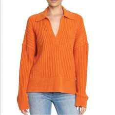 Pistola Sweater New With Tags! Size - Large Color - Orange Similar Styles Include: Zara, Mango, H&M, Princess Polly, Asos, Pretty Little Thing, Topshop, Abercrombie & Fitch, Bb Dakota, Aerie, & Other Stories, American Eagle, Bershka, Missguided, Nasty Gal, River Island, Motel Rocks, Superdown, Sporty & Rich, Madhappy. Cable Knit Vest, Distressed Sweaters, Sweater Trends, Summer Sweaters, Motel Rocks, Polo Sweater, Collar Sweater, Orange Fashion, Bb Dakota