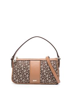 monogram-jacquard tote bag from DKNY featuring coffee brown, camel brown, calf leather, monogram jacquard, gold-tone logo plaque, adjustable detachable shoulder strap, single top handle, top zip fastening, internal logo patch, internal zip-fastening pocket and logo-print lining. Size Info UNI Color Detail Brown Made In Indonesia Material Outer: Polyester 100%, Calf Leather 100% Season One Fall-Winter Season Two Fall-Winter Product bags.. Brand Dkny Size And Fit Width 8,66 in / 22 cm Height 4,72 Dkny Bag, Miu Miu Bag, Designer Tote Bags, Crossbody Tote Bag, Coffee Brown, Crossbody Tote, Small Leather Goods, Tote Bag Design, Belt Bag