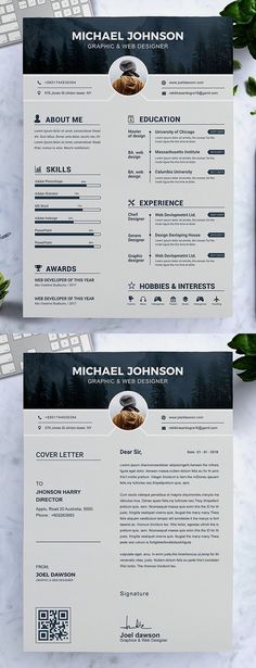 two professional resume templates on top of a desk