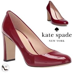 Kate Spade New York Pallas Red Patent Leather Round Toe Pumps Block Heel Dress Shoes Size 7.5 New In Box Fancy Red Shoes. Pallas Is That Classic Pump You'll Have In Your Wardrobe Forever. The Thick 3.5-Inch Heel Is Leg-Lengthening And Easy To Walk In. The Supple Leather Lining Will Keep Your Feet Comfortable After Hours At The Office Or Moving On The Dance Floor. The Versatile Almond Toe And Leather Exterior Make It Easy To Throw On With Just About Everything. Color: Deep Crimson 100% Leather Up Chic Court Shoes With Red Sole And Medium Width, Fitted Red Court Shoes With Padded Heel, Chic Heels With Red Sole And Medium Width, Fitted Red Court Shoes For Evening, Red Fitted Block Heel Shoes, Red Fitted Court Shoes With Sculpted Heel, Fitted Red Court Shoes With Sculpted Heel, Elegant Kate Spade Almond Toe Heels, Fitted Red Block Heels