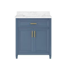 allen + roth Lancashire 30-in Chambray Blue Undermount Single Sink Bathroom Vanity with White Engineered Stone Top Blue Bathroom Vanity, Transitional Vanity, Single Sink Bathroom, Bathroom Size, Single Sink Vanity, Allen Roth, Bathroom Top, Gold Bathroom, Sink Bathroom Vanity