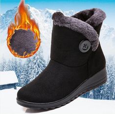 Tintin Women's Warm Snow Boots | Ultrasellershoes.com – Ultra Seller Shoes Comfortable Slip-on Winter Boots, Winter Slip-on Boots With Faux Fur Lining, Comfortable Ankle-high Winter Boots, Comfortable Closed Toe Winter Boots, Boots Black Women, Round Toe Ankle Boots, Ankle Snow Boots, Boots Female, Warm Snow Boots