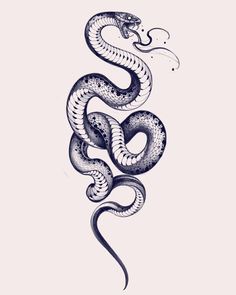 a black and white drawing of a snake with its tail curled in the shape of a letter