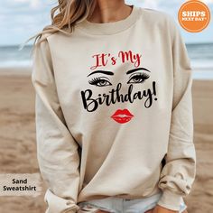 Our handmade Birthday sweatshirts are crafted from the highest quality materials for an ultra-soft and comfortable wear. Our trendy Birthday hoodies ship the same or next business day and are printed using an eco friendly water based ink that is not only safe for you but also safe for the environment! 💖  Bold and Bloom Co. offers trendy items for any occasion! Our shirts are crafted from the highest quality materials for ultra-soft and comfortable wear. Most importantly, all of our items are printed using the most advanced apparel printer to ensure vibrant colors and detailed graphics.  📝 PRODUCT DETAILS  - The sleeves are rolled up for display purposes only. -Here's what it says for the materials Materials:  Sweatshirts fabric: 50/50 cotton poly blend Unisex Short Sleeve fabric:  white, Birthday Long Sleeve Hoodie With Letter Print, Birthday Letter Print Long Sleeve Hoodie, Long Sleeve Hoodie With Letter Print For Birthday, Casual Long Sleeve Birthday Sweatshirt, Casual Graphic Print Sweatshirt For Birthday, Long Sleeve Hoodie With Letter Print For Gift, White Casual Sweatshirt For Birthday, Casual Cotton Hoodie For Birthday, Casual White Sweatshirt For Birthday