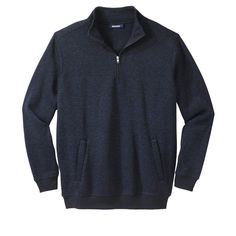 The look of a sweater and the feel and comfort of your favorite sweatshirt! Our quarter zip sweater fleece looks put together without the stuffiness. Size: tall - xl. Color: slate blue marl. Gender: male. Age Group: adult. Pattern: Solid. Material: Polyester. Navy Half-zip Sweatshirt For Fall, Navy Half-zip Winter Sweatshirt, Mens Quarter Zip, 1/4 Zip Sweater, Quarter Zip Fleece, Basic Sweatshirt, Half Zip Sweatshirt, Quarter Zip Sweater, Fleece Sweater