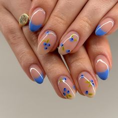 Green Nails Ideas Summer, Mail Art Short Nails, Shorter Nail Designs, Blueberry Nails Design, Veggie Nail Art, Farmers Market Nails, No Chip Nails Designs, Nails With Blueberries, Fruit Design Nails