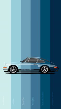 the back end of a blue car with stripes on it's wallpapers