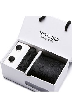 Silk Tie Gift Box Set 5 - Men - Fashion Business Formal Wear Ties - Square Scarf - Cufflinks - Giftbox - Fashion Accessories - A.A.Y FASHION Product Description: Elevate your formal wear with our Silk Tie Gift Box Set 5 for men. This comprehensive set includes everything you need to complete your sophisticated look. Featuring 35 unique designs, you can choose from a wide range of colors and patterns to suit your style. Crafted from high-quality polyester silk, these ties offer a luxurious feel a Tie Gift Box, Office Men, Mens Silk Ties, Mens Formal Wear, Tie For Men, Tie Men's, Tie Gifts, Cufflink Set, Business Formal