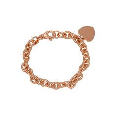 Oval links and a heart charm accent make this bracelet an enchanting gift.Click on this JEWELRY & WATCHES GUIDE to learn about fit, styles, materials and more!Bracelet Details:Length: 7.5 in.Clasp: lobster-clawMetal options: 14k gold over sterling silver, 14k rose gold over sterling silver Size: 7.5". Gender: female. Age Group: adult. Classic Bracelets With Charms For Valentine's Day, Classic Charm Bracelets For Valentine's Day, Classic Charms Bracelet For Valentine's Day, Classic Heart Chain Bracelet For Valentine's Day, Classic Heart-shaped Chain Bracelet For Valentine's Day, Elegant Double Heart Charm Bracelet For Valentine's Day, Elegant Heart Charm Bracelet For Valentine's Day, Elegant Personalized Heart Pendant Charm Bracelet, Elegant Valentine's Day Charm Bracelet With Heart Charm